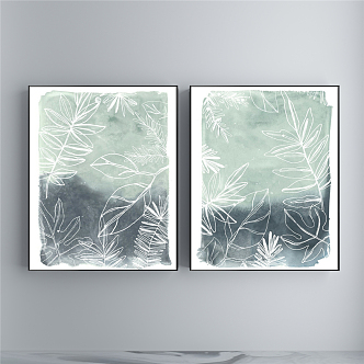 Modern abstract painting simple green living room abstract decorative painting 3d model