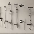 Modern Shower Head Designs With Handheld Overhead And Slide Bar Components 3d model
