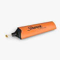 Sharpie Highlighter Pen With Orange Body Transparent Cap And Black And Yellow Tip
