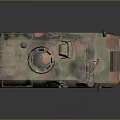 Detailed 3D Model Of Military Tank With Camouflage Paint And Four Wheels