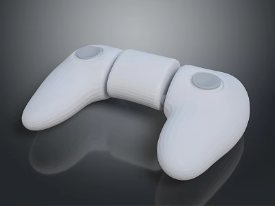 White Ergonomic Computer Gaming Controller With 3D Model Smooth Surface And Dual Circular Buttons 3d model