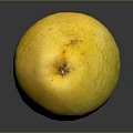 Fresh Ripe Yellow Pomelo Fruit with Spotted Surface on Dark Background Showing Reflection