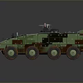 Military Camouflage Armored Tank With Six Wheels And Roof Mounted Weapon