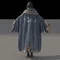 Game Movie Female Character In Blue Brown Cloak Belt Pouch Hat Gray Pants Boots