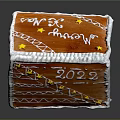 Decorative Gingerbread House With 2022 And White Icing Decoration In Classic Shape