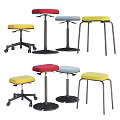 Multicolored Modern Bar Stools With Adjustable Heights Wheels And Metal Frames 3d model