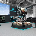 CFMOTO Exhibition Booth Showcasing Motorcycles ATVs With Large Screens And Modern Design