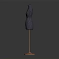 Elegant Black Mannequin Display With Copper Stand And Round Base Design 3d model