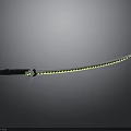 Modern Curved Katana Sword With Black Handle Green Accent Blade And Reflective Surface