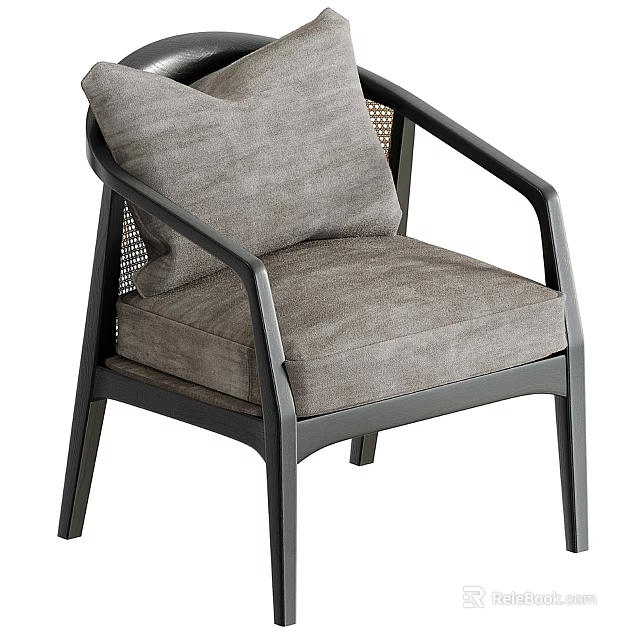 Modern Single Sofa Fabric Upholstered With Padded Armrest And Wooden Legs Design 3d model 