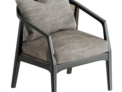 Modern Single Sofa Fabric Upholstered With Padded Armrest And Wooden Legs Design 3d model