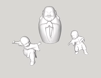 Modern Ornaments Tea Table Kung Fu Man Ornaments Combination 3d model