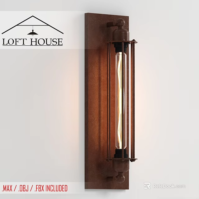 Loft Style Wall Mounted Brass Pipe Wall Lamp With Exposed Warm Light Bulb 3d model 
