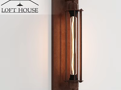 Loft Style Wall Mounted Brass Pipe Wall Lamp With Exposed Warm Light Bulb 3d model