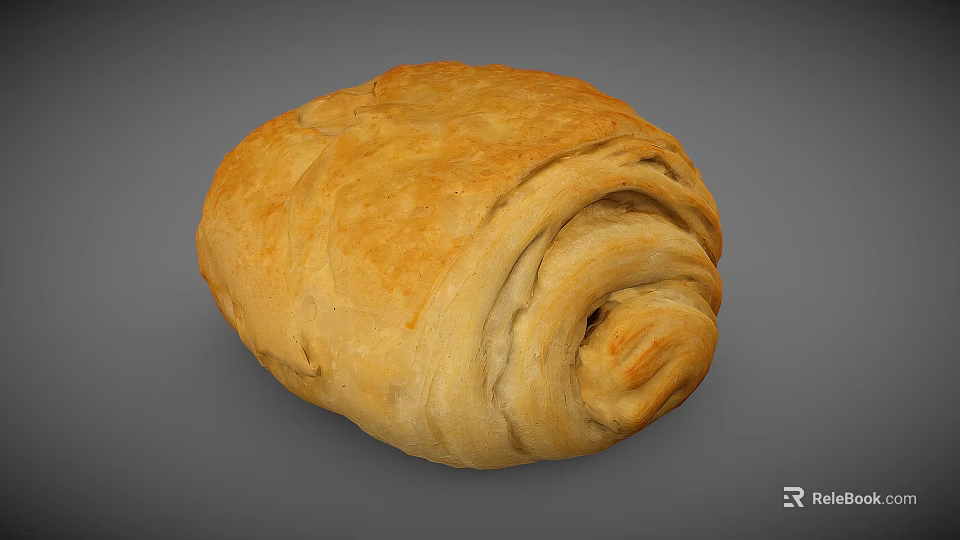 Delicious Homemade Freshly Baked Buttery Flaky Pastry Bun With Golden Brown Layers 3d model 