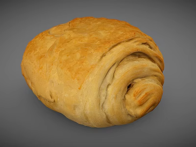 Delicious Homemade Freshly Baked Buttery Flaky Pastry Bun With Golden Brown Layers 3d model