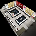 Elegant Jewelry Store Interior With Glass Display Counters And Decorative Ceiling
