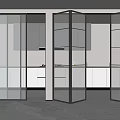 Modern Sliding Glass Doors with Black Frames for Interior Space Separation 3d model