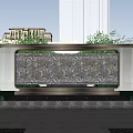 Modern Garden Landscape With Curved Glass Architecture Open Courtyard Water Feature And Geometric Sculptures