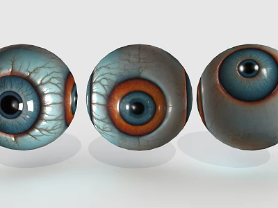 3D Rendered Artistic Eyes In A Row With Different Colors And Textures 3d model