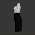 Women's White Short Sleeve Top With Black Vest Red Bow Tie And Black Skirt