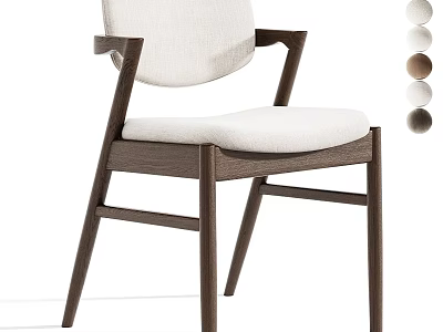 Modern Wooden Frame Dining Chair With Light Colored Seat Backrest And Color Options 3d model