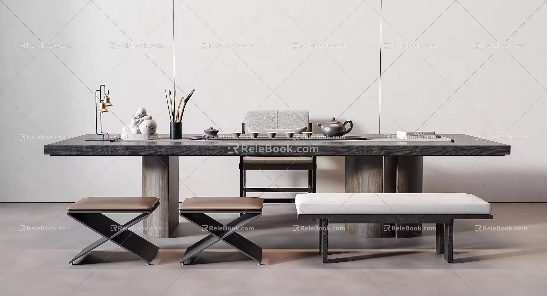 Modern Tea Table and Chair Tea Table and Chair Combination 3d model