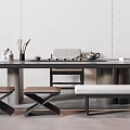 Modern Tea Table and Chair Tea Table and Chair Combination 3d model