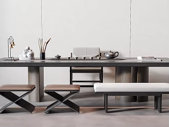 Modern Tea Table and Chair Tea Table and Chair Combination 3d model