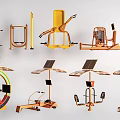 Modern Sports Equipment Collection Including Exercise Bikes Weight Racks And Training Machines
