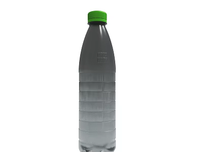 Tall Transparent Plastic Bottle With Green Cap And Measurement Markings 3d model