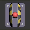3D Rendered Joystick With Red Ball Top And Yellow Black Striped Base