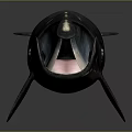 Black Whale Model With Open Mouth And Blue Interior On Dark Background 3d model