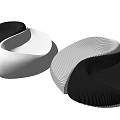 Stylish Modern Black And White Landscape Seats With Curved Striped Design