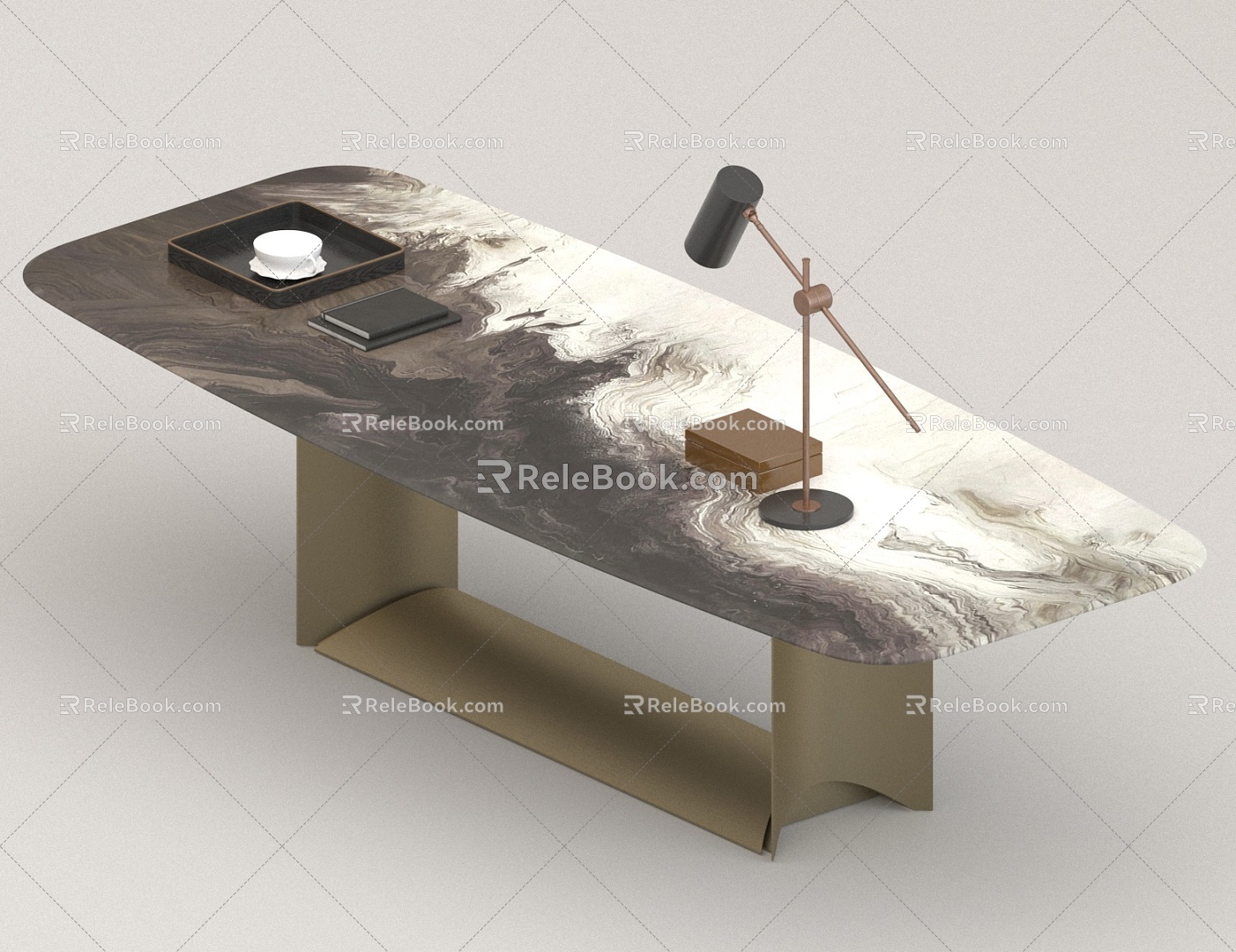 Rock board desk study table 3d model