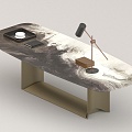 Rock board desk study table 3d model