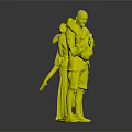 Family Group Standing Together with Parents Holding Two Young Children 3d model