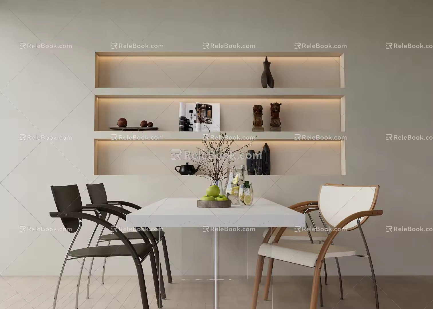 Dining table and chair combination 3d model