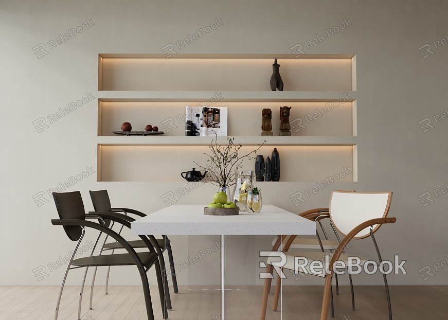 Dining table and chair combination model