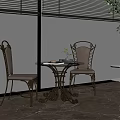 Elegant Dining Table Set With Metal Frame Upholstered Chairs And City Night View