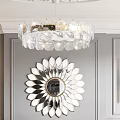 Elegant Modern Living Room Interior With Chandelier Decorative Mirror Sofa And Coffee Table