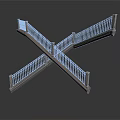 Modern Crossed Staircase Design With Detailed Railings And Structural Elements
