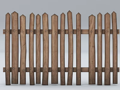 Wooden Garden Fence Structure With Vertical Slats And Natural Wood Texture 3d model