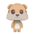 Cute Cartoon Style Brown And White Plush Toy With Big Eyes And Blue Bow Tie