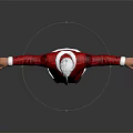 Man Dressed As Santa Claus With Arms Outstretched Standing Against Dark Background