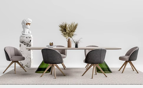 Modern Dining Table and Chair Combination 3d model