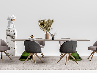 Modern Dining Table and Chair Combination 3d model