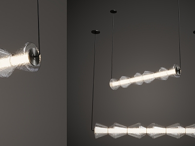 Modern glass chandelier strip lamp 3d model