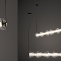 Modern glass chandelier strip lamp 3d model