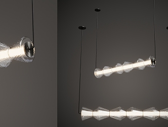 Modern glass chandelier strip lamp 3d model